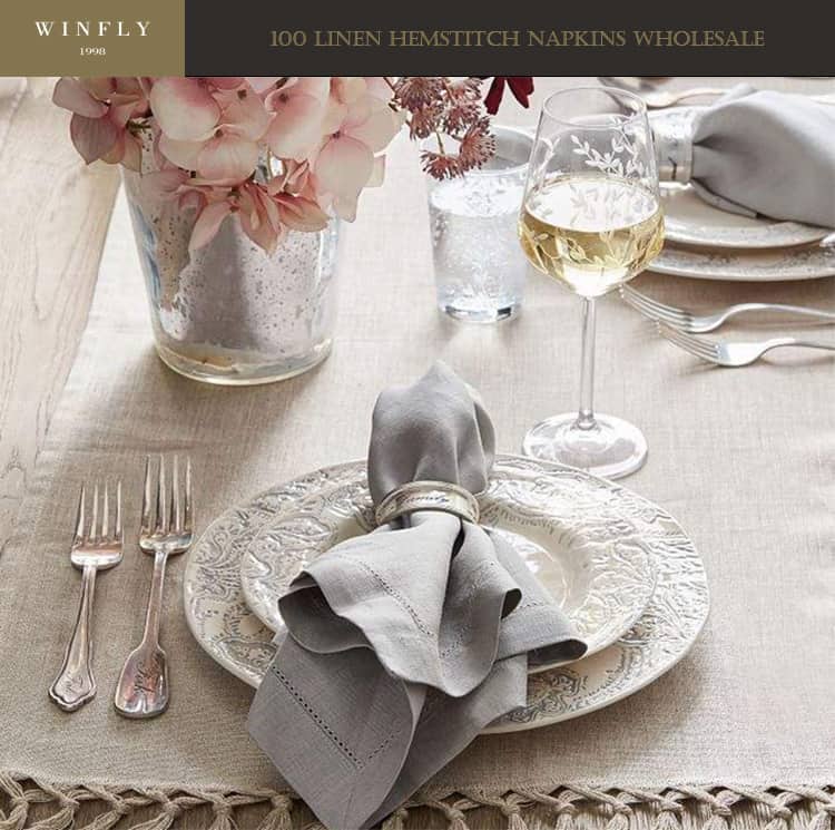 Luxury 100 Linen Hemstitch Napkins Wholesale Winfly